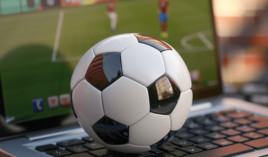 Dizüstü bilgisayar üzerinde bir futbol topu